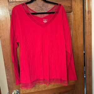 Lane Bryant Red Long Sleeve Tunic Shirt